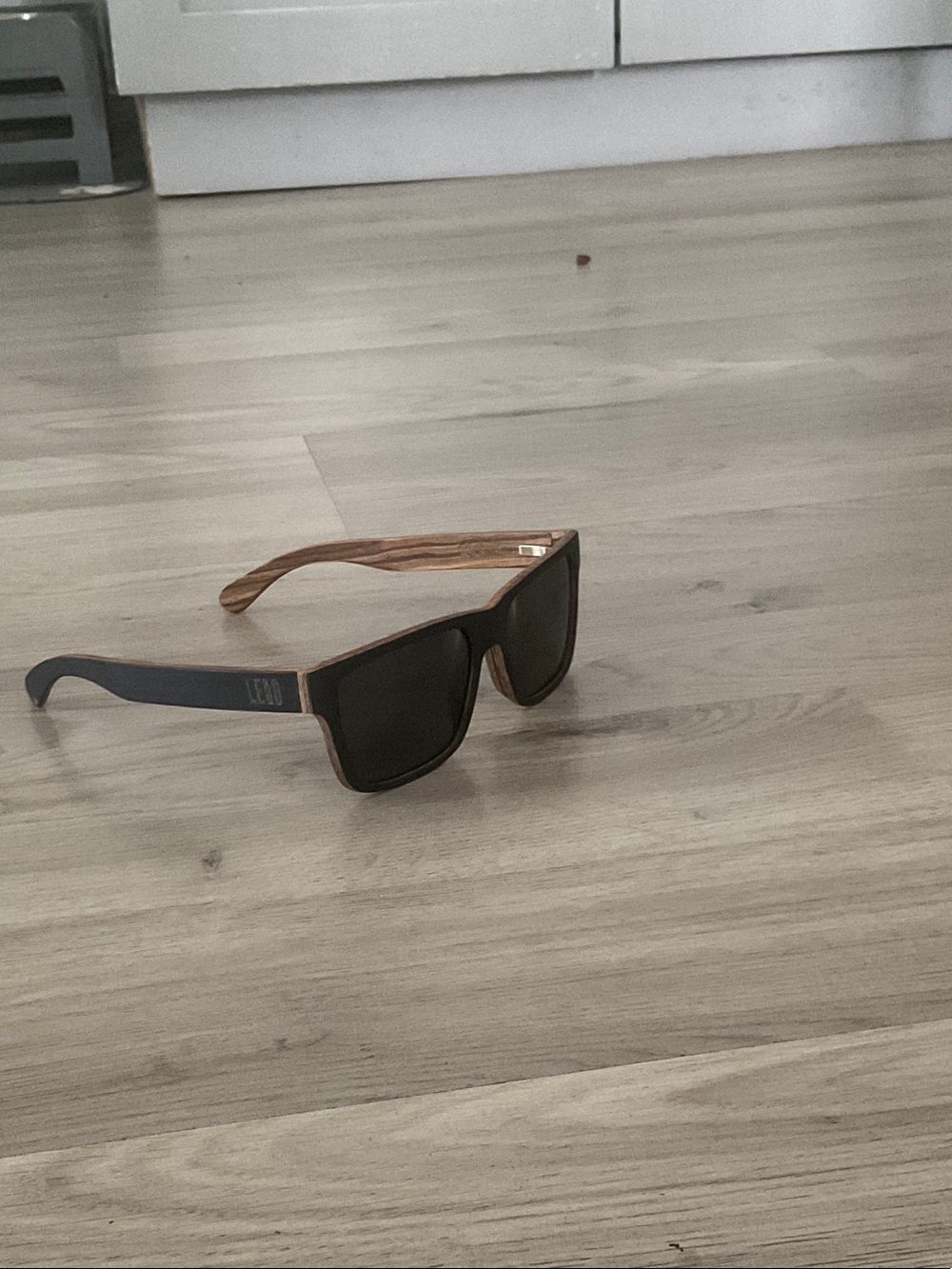 Wood-Accented Sunglasses with Dark Lenses